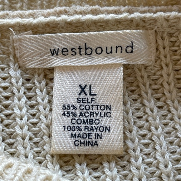 Westbound Tunic Blouse mixed material size XL neutral cottage costal work boots - Picture 3 of 9